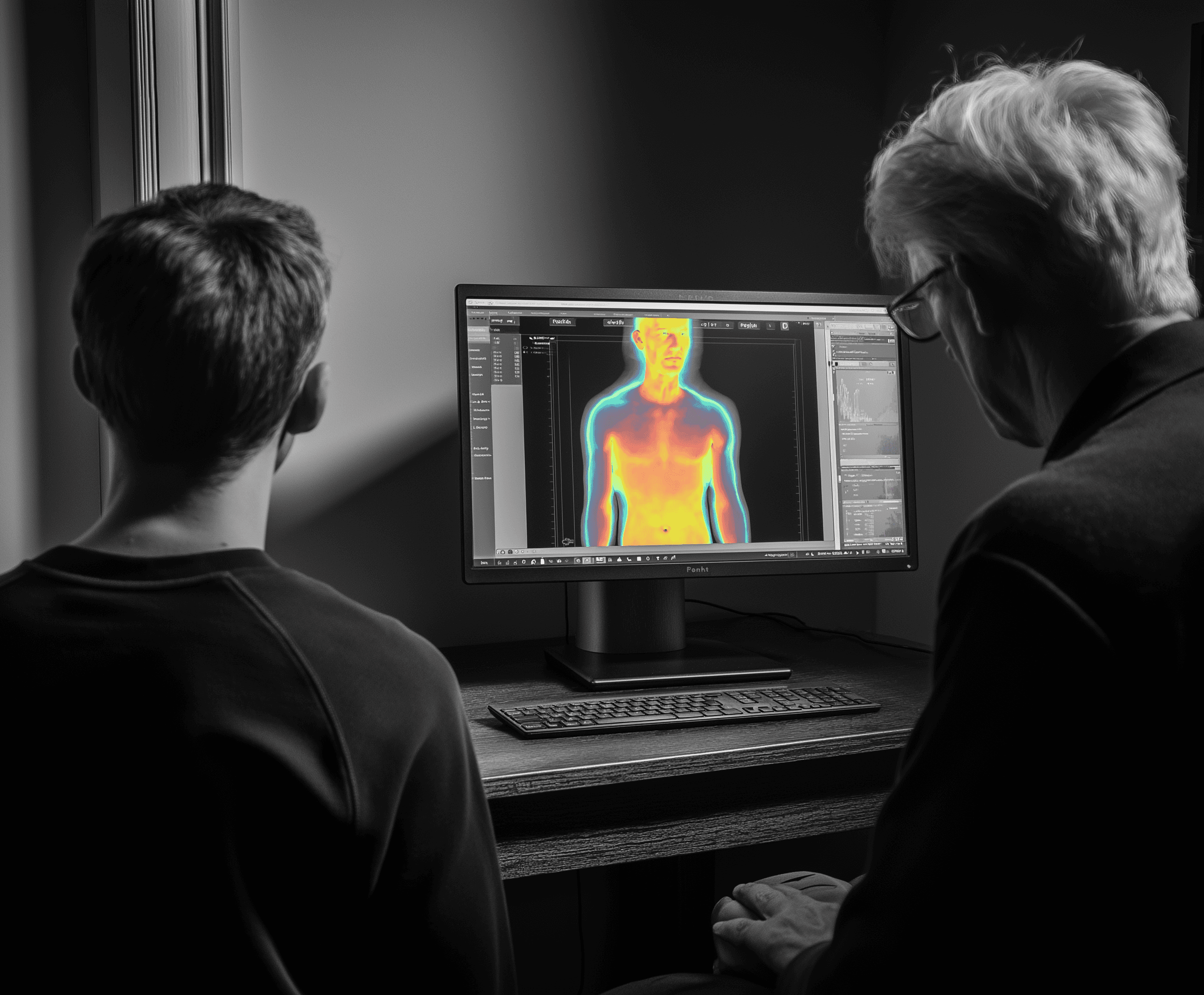 Thermography scan showing heat patterns